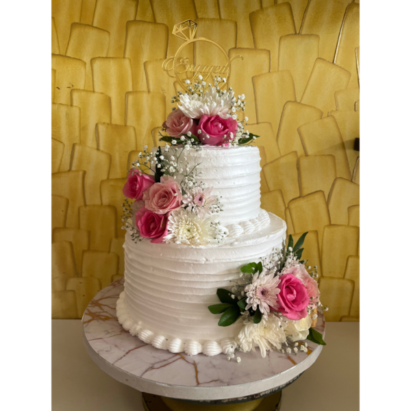 Butterscotch Cake with Fresh Flowers