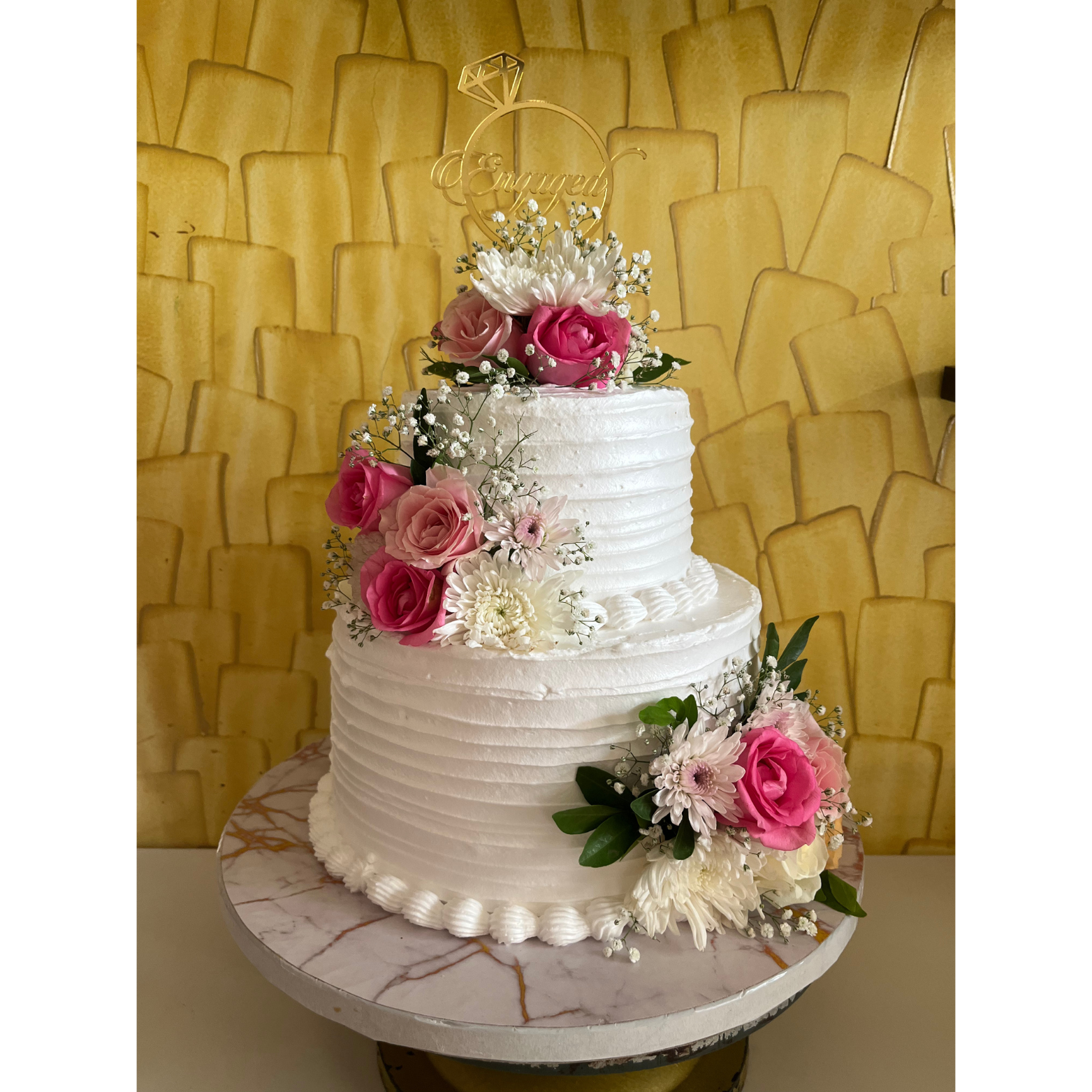 Butterscotch Cake with Fresh Flowers