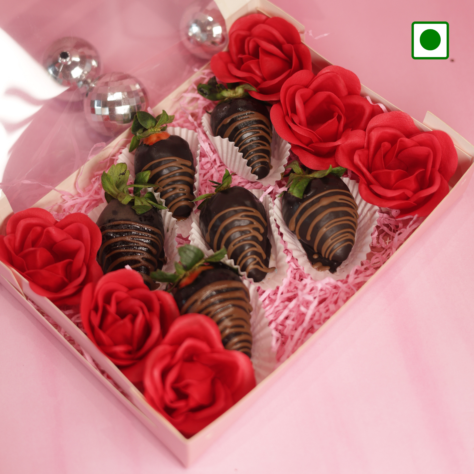 Chocolate Coated Strawberries and Roses